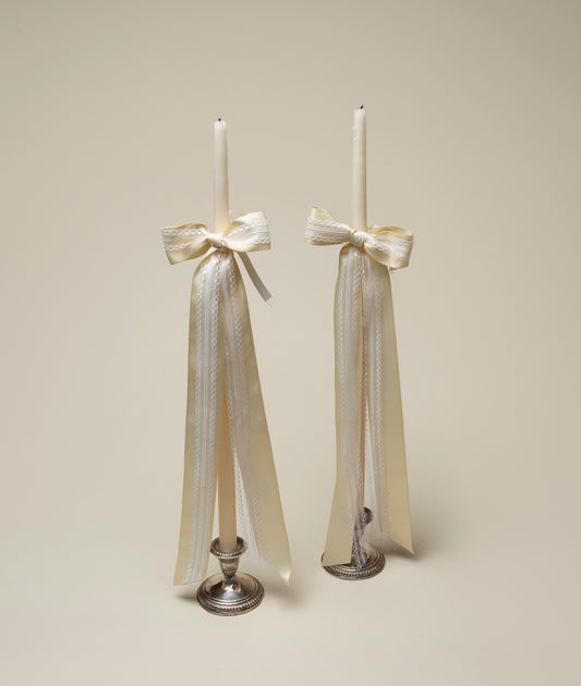 Taper Candle with Lace Bow